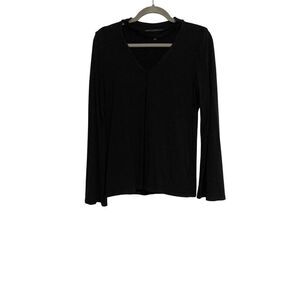 White House Black Market Tunic Womens M Black Long Sleeve V-Neck Top Whimsigoth